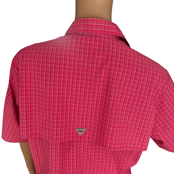 Columbia PFG Omni-Shade Pink Plaid Short Sleeve Fishing Shirt XL - Picture 12 of 16